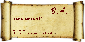 Bata Anikó névjegykártya