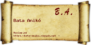 Bata Anikó névjegykártya